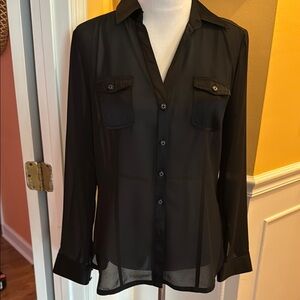 Cache Black Sheer Blouse
